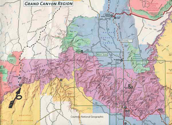 Toroweap relative to the main North Rim